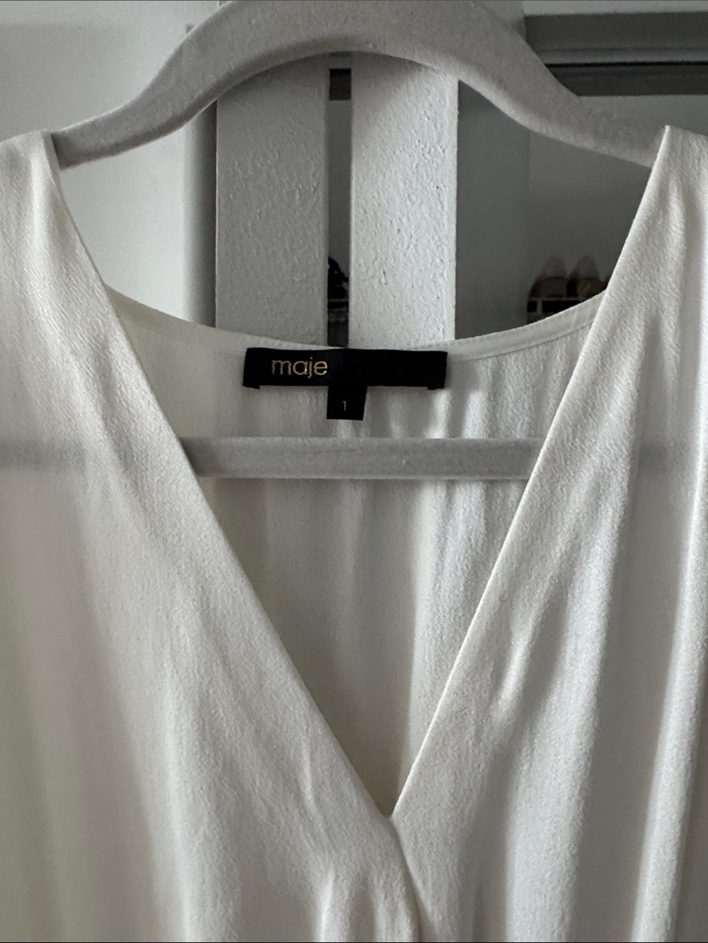 Maje White V-Neck Dress